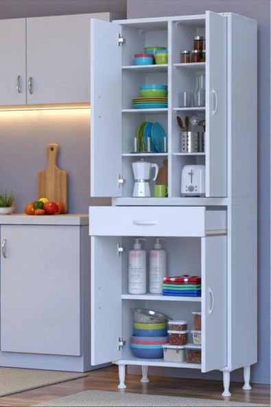 Eliusta Nexa Modüler Dolap  70 Cm Banyo/Mutfak Dolabı Extra Kullanım Alanlı 70x173x32,5 cm Beyaz Dolap ürün görseli 1