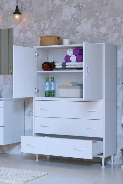Eliusta Alia Çok Kullanışlı Dolap G:95 cm Üst Bölme Kapaklı Alt Bölme Çekmeceli 95x138x32,5 cm Modüler Dolap ürün görseli 1