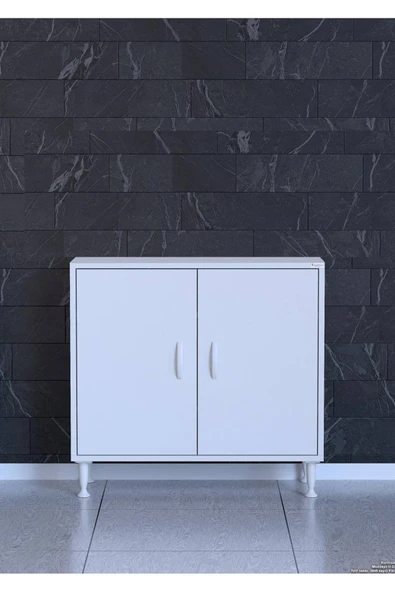 Eliusta Sabir 75 cm 2 Raflı Beyaz Banyo Mutfak Dolabı 3 Bölmeli Çok Amaçlı Dolap 75x75x32,5 cm Düzenleyici ürün görseli 1