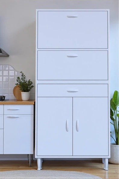 Eliusta Solaira 80 cm Genişlik Kapaklı Mutfak Dolabı 4 Kapaklı, Çekmeceli Çok Amaçlı Mutfak/Banyo Dolabı ürün görseli 1