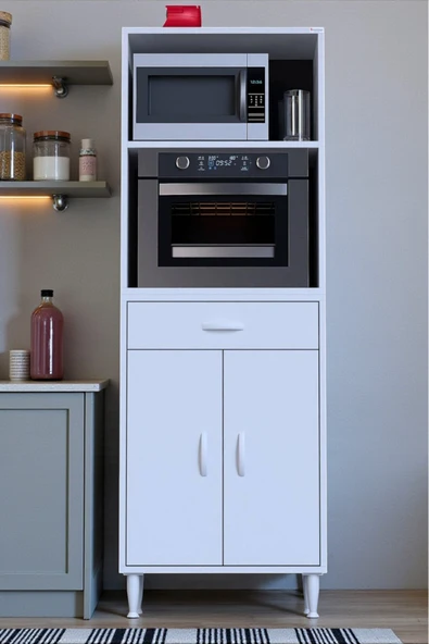 Eliusta Lunera G:65 cm Beyaz Mutfak Dolabı Çok Amaçlı Açık Bölmeli Fırın Mutfak Dolabı 65x163,4x32,5 cm ürün görseli 1