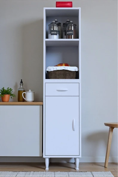 Eliusta Lunera G:50 cm Beyaz Mutfak Dolabı Çok Amaçlı Açık Bölmeli Fırın Mutfak Dolabı 50x163,4x32,5 cm ürün görseli 1