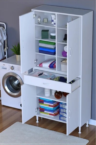 Eliusta Nexa Modüler Dolap  80 Cm Banyo/Mutfak Dolabı Extra Kullanım Alanlı 80x173x32,5 cm Beyaz Dolap ürün görseli 1
