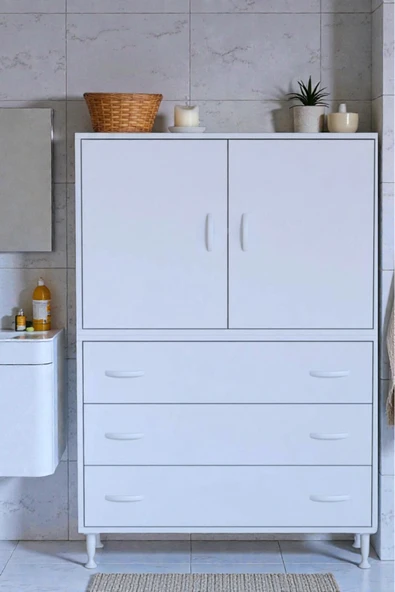 Eliusta Alia Çok Kullanışlı Dolap G:100 cm Üst Bölme Kapaklı Alt Bölme Çekmeceli 100x138x32,5 cm Modül Dolap ürün görseli 1