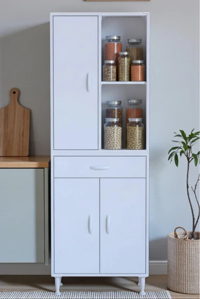 Eliusta Rivo 4 Raflı Banyo/Mutfak Dolabı 65 cm Beyaz Renkli  Çok Amaçlı Dolap 65x173x32,5 cm Ebatlarında ürün görseli 1