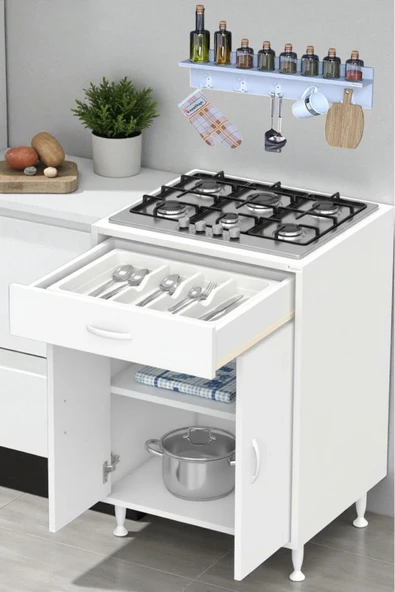 Eliusta Yankı 56 cm Derinlik 65 cm Genişlikte Dolap Baharat Raflı Set Üstü Ocak Uyumlu 65x88x56 cm Dolap ürün görseli 1