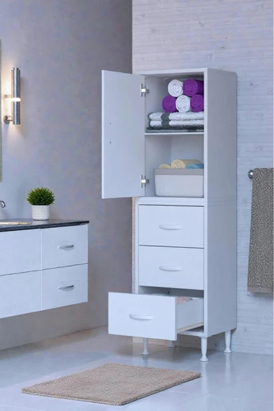 Eliusta Alia Çok Kullanışlı Dolap G:40 cm Üst Bölme Kapaklı Alt Bölme Çekmeceli 40x138x32,5 cm Modüler Dolap ürün görseli 1
