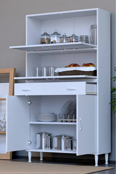 Eliusta Solaira 95 cm Genişlik Kapaklı Mutfak Dolabı 4 Kapaklı, Çekmeceli Çok Amaçlı Mutfak/Banyo Dolabı ürün görseli 1