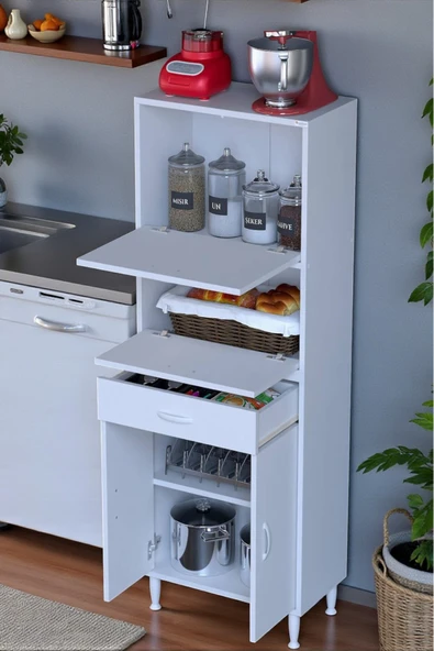 Eliusta Solaira 65 cm Genişlik Kapaklı Mutfak Dolabı 4 Kapaklı, Çekmeceli Çok Amaçlı Mutfak/Banyo Dolabı ürün görseli 1