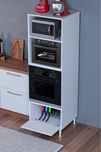 Eliusta Luno 1 Kapaklı  Fırın Dolabı 4 Bölme Dolap 60x185,9x56 cm Geniş Kapasiteli Saklama Dolabı ürün görseli 1