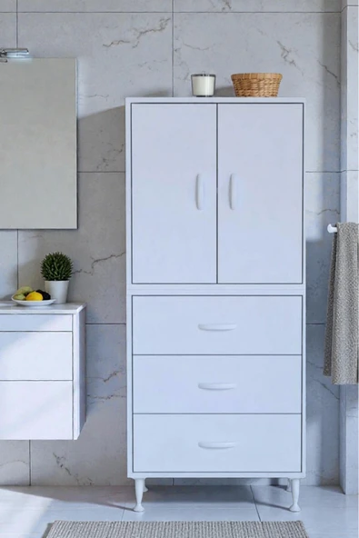 Eliusta Alia Çok Kullanışlı Dolap G:60 cm Üst Bölme Kapaklı Alt Bölme Çekmeceli 60x138x32,5 cm Modüler Dolap ürün görseli 1