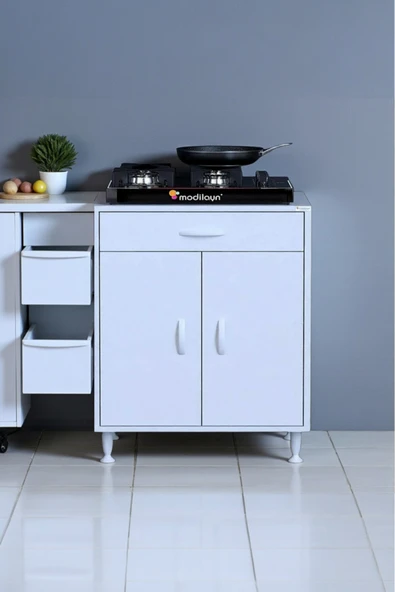 Eliusta Nıvera 65 cm Mutfak Dolabı Beyaz Ankastre 65x88x56 cm Ocak Dolabı Tüp Gizleyici Kapaklı Dolap ürün görseli 1