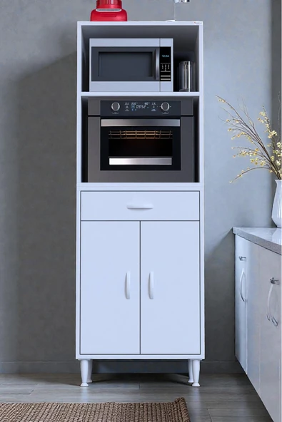 Eliusta Ora 48 cm Derinlikte Beyaz Mutfak/Kiler Dolabı 60x162,4x48 cm 1 Çekmece 2 Kapak Modüler Dolap ürün görseli 1