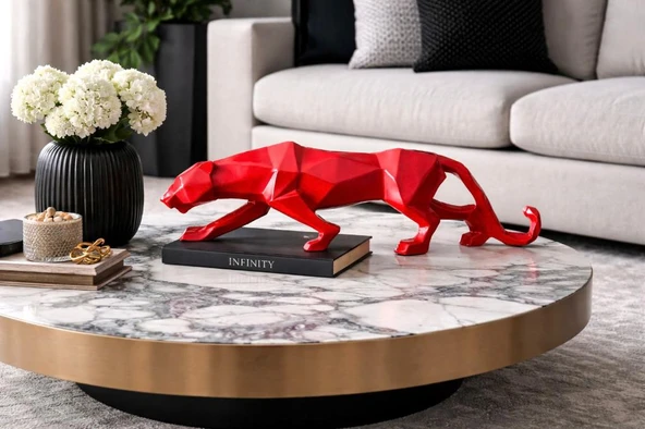 Dekoratif kübik leopar çita  biblo kırmızı ürün görseli 1