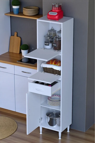 Eliusta Solaira 45 cm Genişlik Kapaklı Mutfak Dolabı 3 Kapaklı, Çekmeceli Çok Amaçlı Mutfak/Banyo Dolabı ürün görseli 1