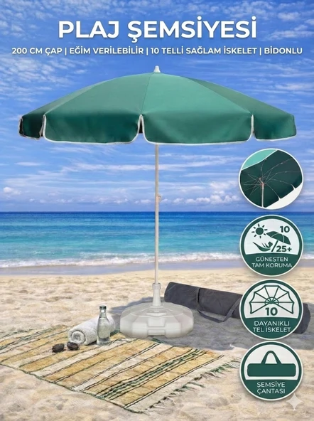 Form Outdoor Plaj Şemsiyesi Koyu Yeşil 20Lt. Bidonlu + Taşıma Çantası ürün görseli 1