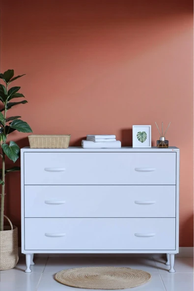 Eliusta Seçer 3 Çekmeceli 100 cm Banyo ve Mutfak Dolabı Beyaz 100x75x32,5 cm Çok Amaçlı Organizer Dolap ürün görseli 1