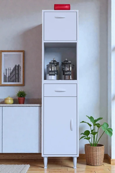 Eliusta Avelin Kapaklı Mini/Midi Fırın Dolabı 35 cm Beyaz Çok Fonksiyonlu 35x163,4x32,5 cm Mutfak Dolabı ürün görseli 1