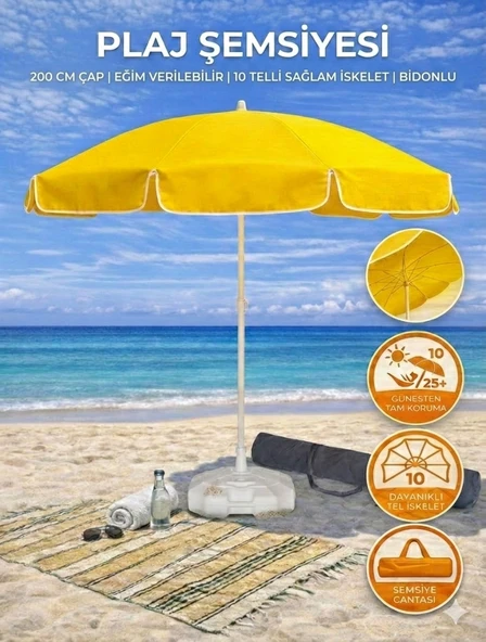 Form Outdoor Plaj Şemsiyesi Sarı 20Lt. Bidonlu + Taşıma Çantası ürün görseli 1