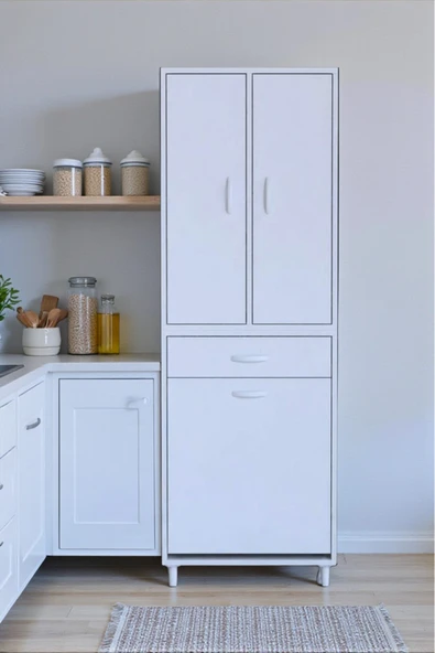 Eliusta Pine 65 cm Genişlikte Dolap 65x171x32,5 cm  Banyo/Mutfak Dolabı İki Kapaklı Sepetli Dolap ürün görseli 1