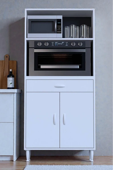 Eliusta Lunera G:80 cm Beyaz Mutfak Dolabı Çok Amaçlı Açık Bölmeli Fırın Mutfak Dolabı 80x163,4x32,5 cm ürün görseli 1