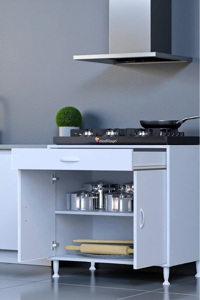 Eliusta Nehir 75 cm Mutfak Dolabı Çok Amaçlı Ankastre Set Ocak Dolabı 75x88x48 cm Raflı 2 Bölmeli Dolap ürün görseli 1