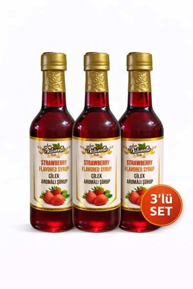 Naturello Kahve ve Kokteyl Şurubu Çilek Aromalı 300 ml x 3 Adet ürün görseli 1