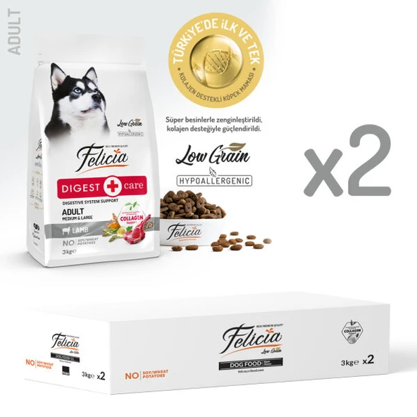 Felicia Digest Care Kuzu Etli Orta ve Büyük Irk Yetişkin Köpek Maması 6Kg ürün görseli 1