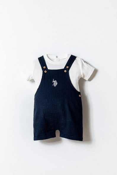 U.S. Polo Assn Erkek Bebek 2 li Salopet T-shirt Takım Lacivert ürün görseli 1