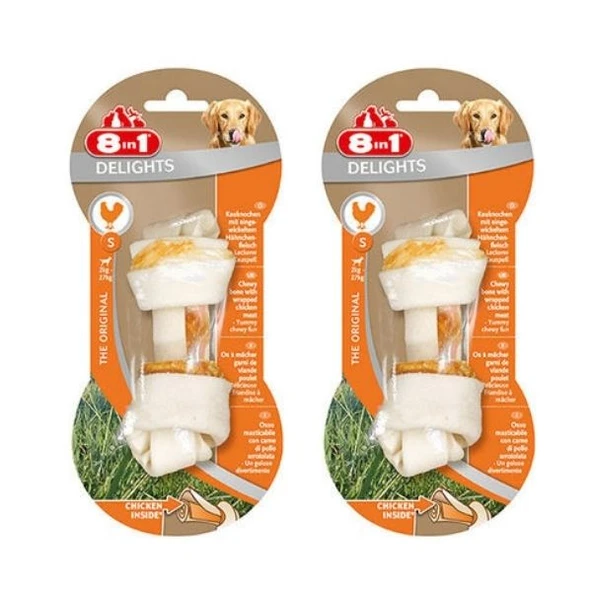 8in1 Delights Bones Tavuklu Düğümlü Köpek Ödül Kemiği 35Gr (S) X 2 Adet ürün görseli 1