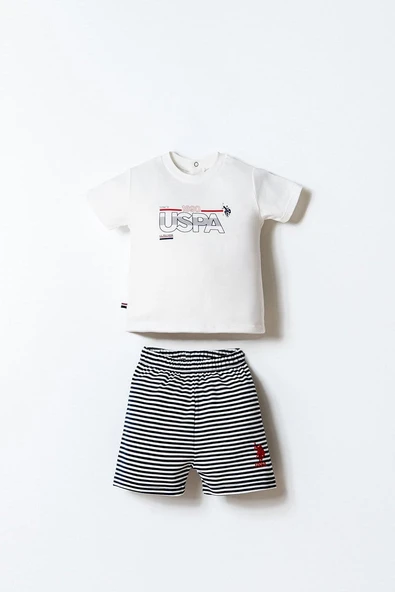 U.S. Polo Assn Erkek Bebek 2 li Şort T-shirt Takım Beyaz ürün görseli 1