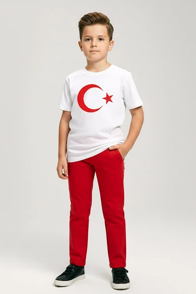 Dmb Boys & Girls Dmb Çocuk Ay-Yıldız Baskılı Tshirt (4-13) Beyaz ürün görseli 1