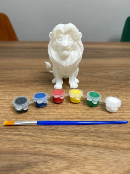 Figür Boyama Seti -Hobi Kiti - Aslan Kral 10 cm Akrilik Boya 6 Adet ve 1 Fırça ürün görseli 1