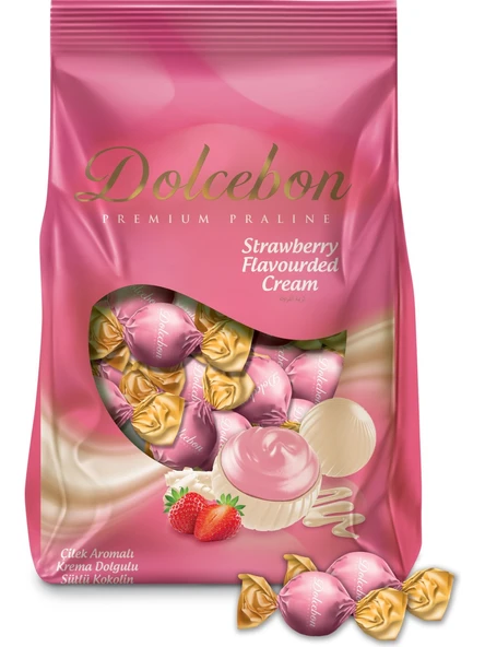 Dolcebon Çilek Aromalı Kremalı Praline 1000 Gr. (1 Paket) ürün görseli 1