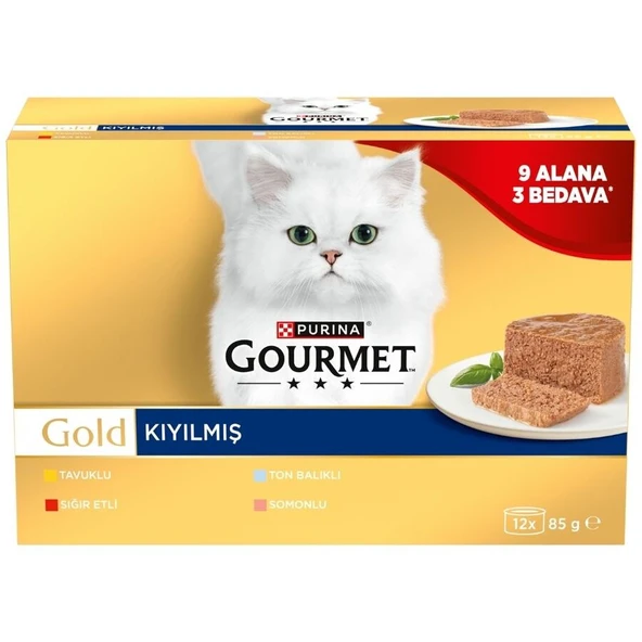 Gourmet Gold Kıyılmış Karışık Seri Kedi Yaş Maması 85Gr X 12 Adet (12 AL 9 ÖDE) ürün görseli 1