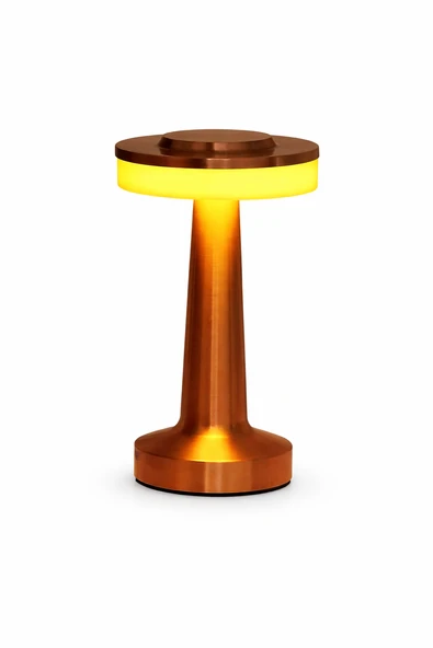 Retro Şarjlı Dokunmatik Metal Masa Lambası 3 Renk Modlu Dim Edilebilir LED Kablosuz Dekoratif Gece Lambası Bronz Bakır ürün görseli 1