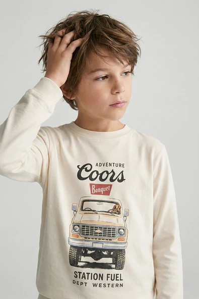 Dmb Boys & Girls Dmb Erkek Çocuk Baskılı Sweatshirt (4-9) Krem ürün görseli 1