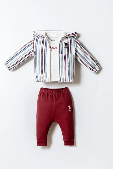 U.S. Polo Assn Erkek Bebek 3 lü Takım Beyaz ürün görseli 1