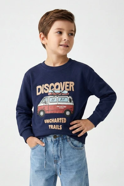Dmb Boys & Girls Dmb Erkek Çocuk Baskılı Sweatshirt (4-9) İndigo ürün görseli 1