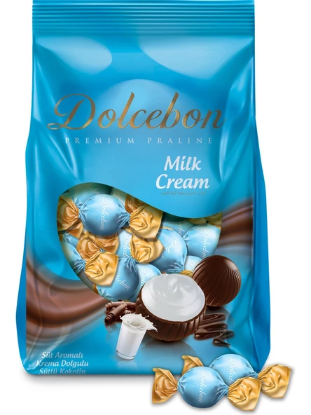 Dolcebon Süt Aromalı Krema Dolgulu Sütlü Praline 1000 Gr. (1 Paket) ürün görseli 1