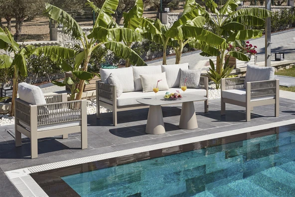 Toscana Bahçe Balkon Oturma Grubu 3+1+1+Seramik Sehpa ürün görseli 1