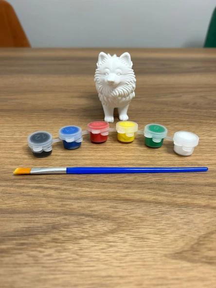 Figür Boyama Seti -Hobi Kiti - Sevimli Köpek 10 cm Akrilik Boya 6 Adet ve 1 Fırça ürün görseli 1