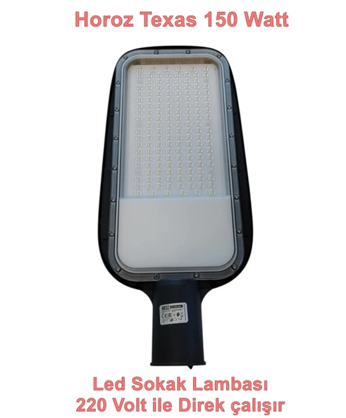 HOROZ Texas-150 150w Ledli Sokak Lambası Armatürü Beyaz Işık 6400k 220 Volt IP65 ürün görseli 1