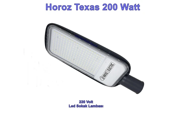HOROZ Texas-200 200w Ledli Sokak Lambası Armatürü Beyaz Işık 6400k 220 Volt IP65 ürün görseli 1