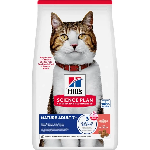 Hills mature adult 7+ somonlu 1,5kg ileri yaş yaşlı kedi maması 7 yaşından büyük ürün görseli 1