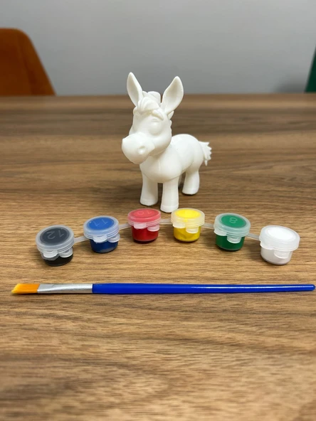 Figür Boyama Seti -Hobi Kiti - Eşşek 10 cm Akrilik Boya 6 Adet ve 1 Fırça ürün görseli 1