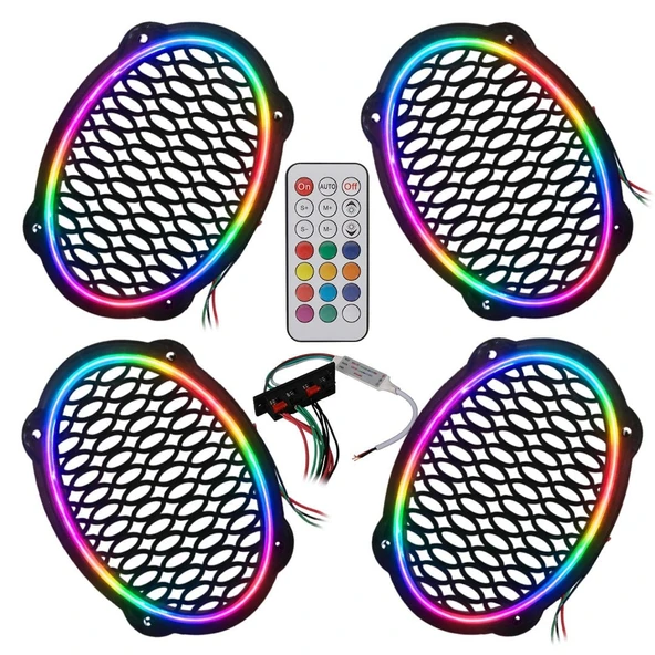 Poke PK-5653 4 Adet Oval Oto Hoparlör Kapağı Kumandalı Pixel Ledli RGB Animasyonlu Kapak ürün görseli 1