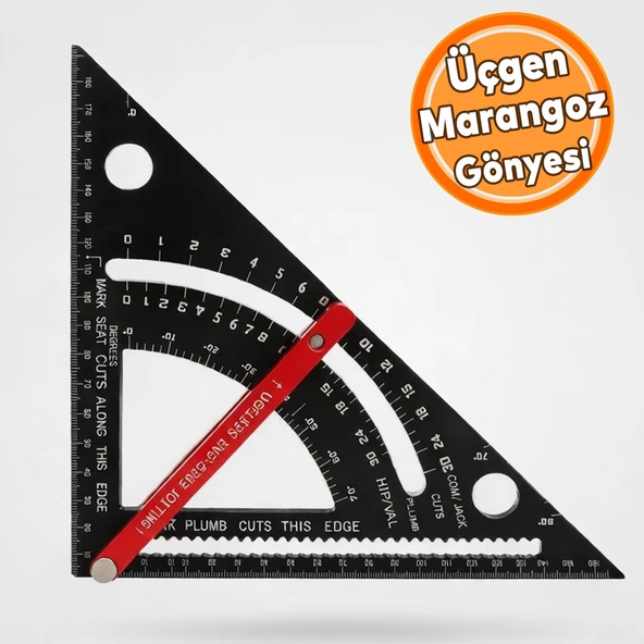 Üçgen Marangoz Gönyesi Alüminyum 7 İnç Profesyonel Ölçü Cetveli Açı Ölçer Marangozluk Ölçüm Aparatı ürün görseli 1