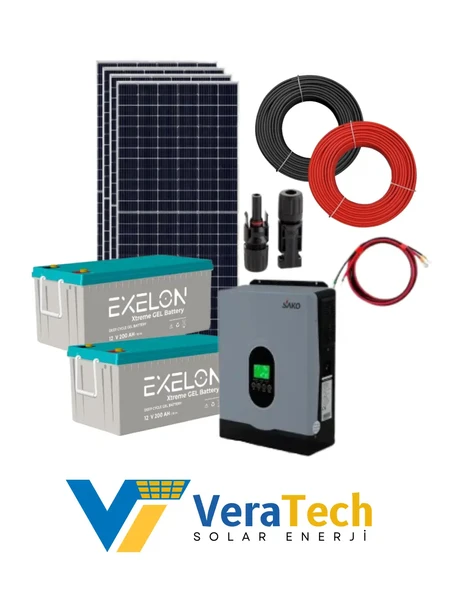 VeraTech Bağ Evi  Solar Paketi 2200W Güneş Paneli 3.2Kw İnverter 400ah Jel Akü ürün görseli 1