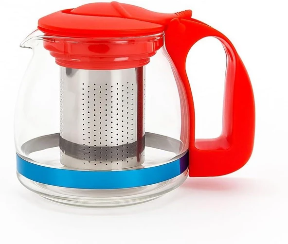 PAÇİ 700 Ml Süzgeçli Cam Çaydanlık Üstü Demlik Kırmızı ürün görseli 1